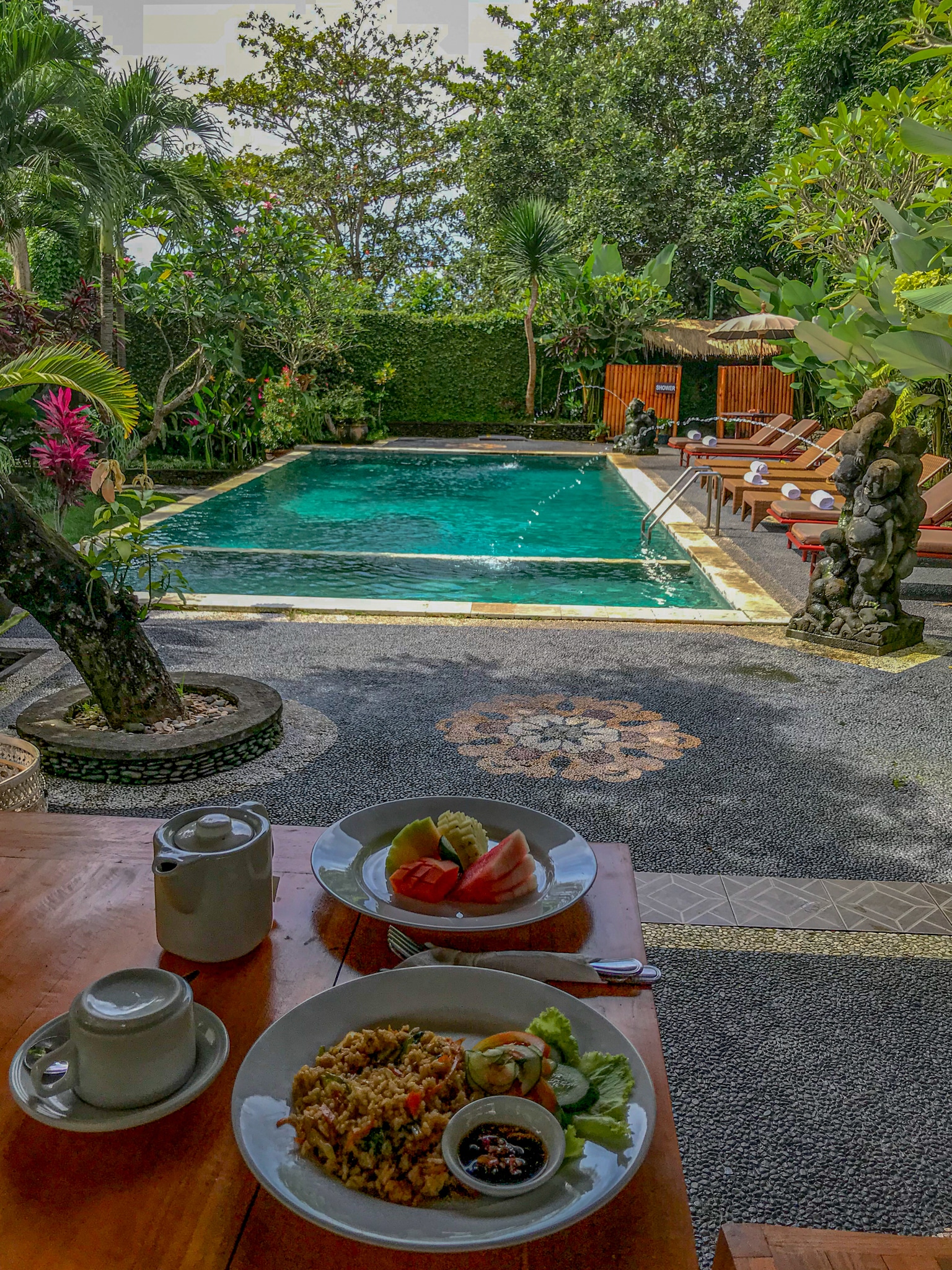 Ubud View Bungalows - pool views as i relax at home when backpacking Indonesia