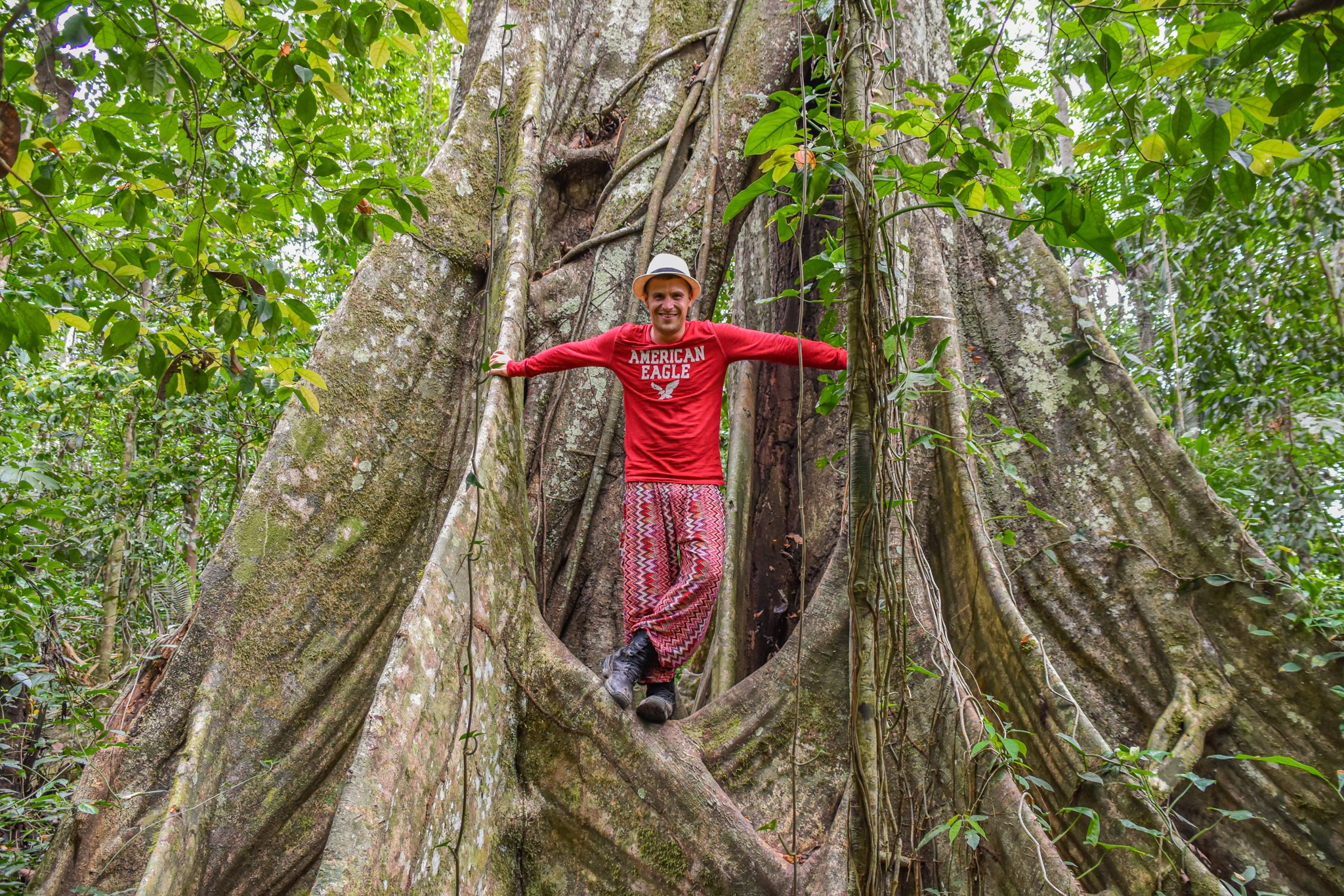 Me dressed like an idiot in the Amazon whilst backpacking Peru