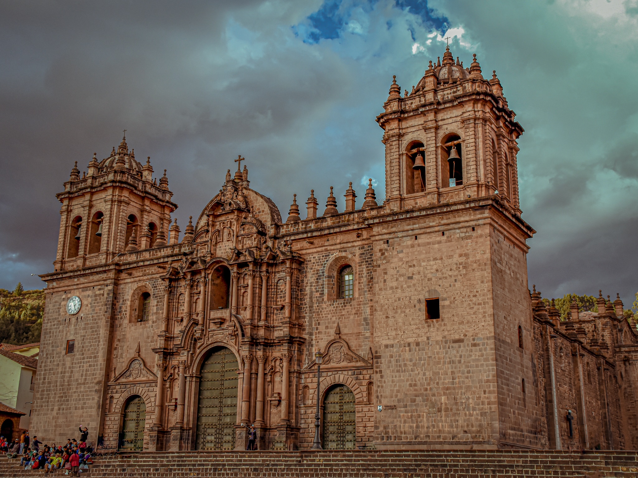 Cusco Cathedral in a storm is worth a visit when backpacking Peru