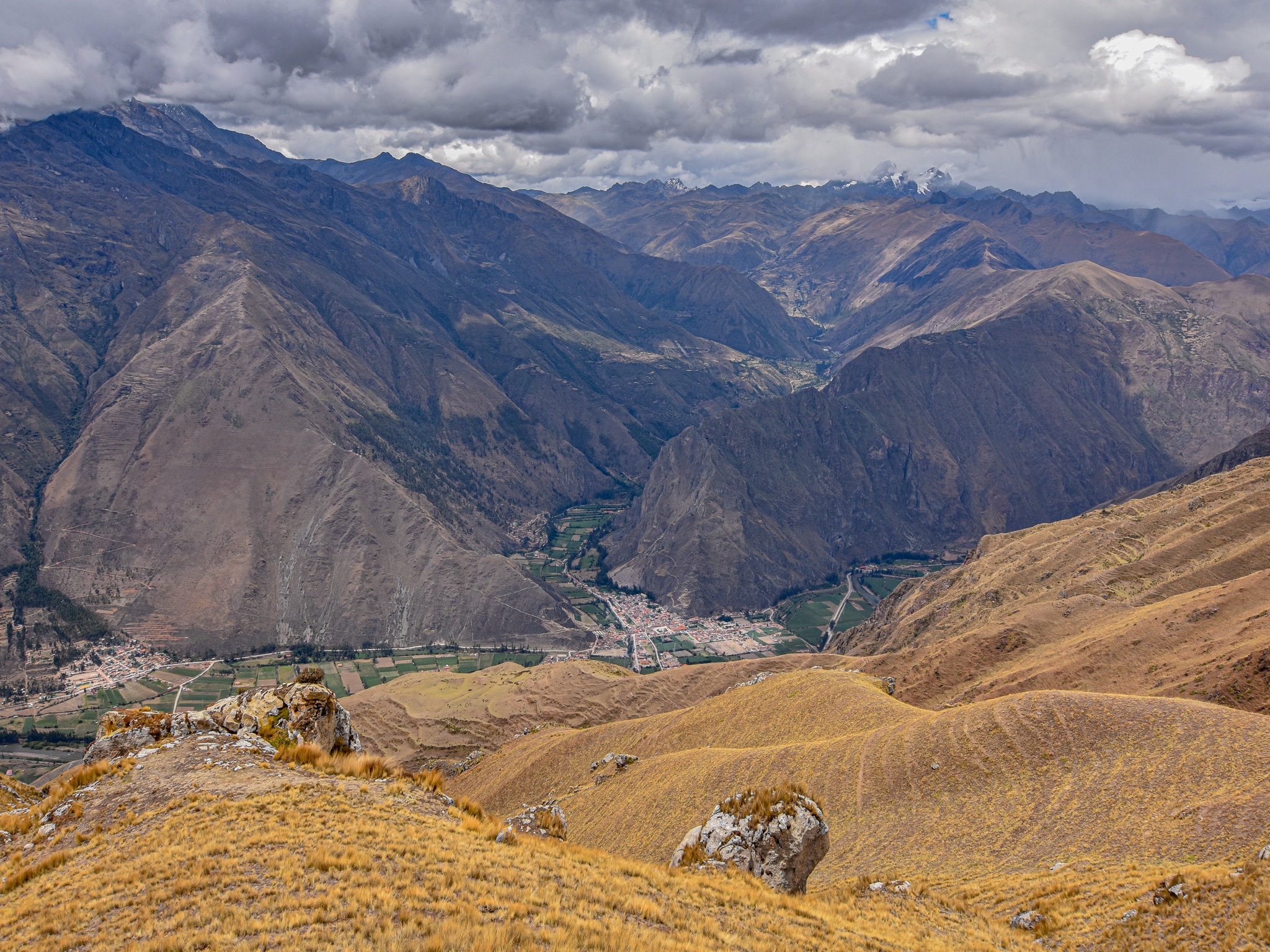 Views over the Sacred Valley when backpacking Peru