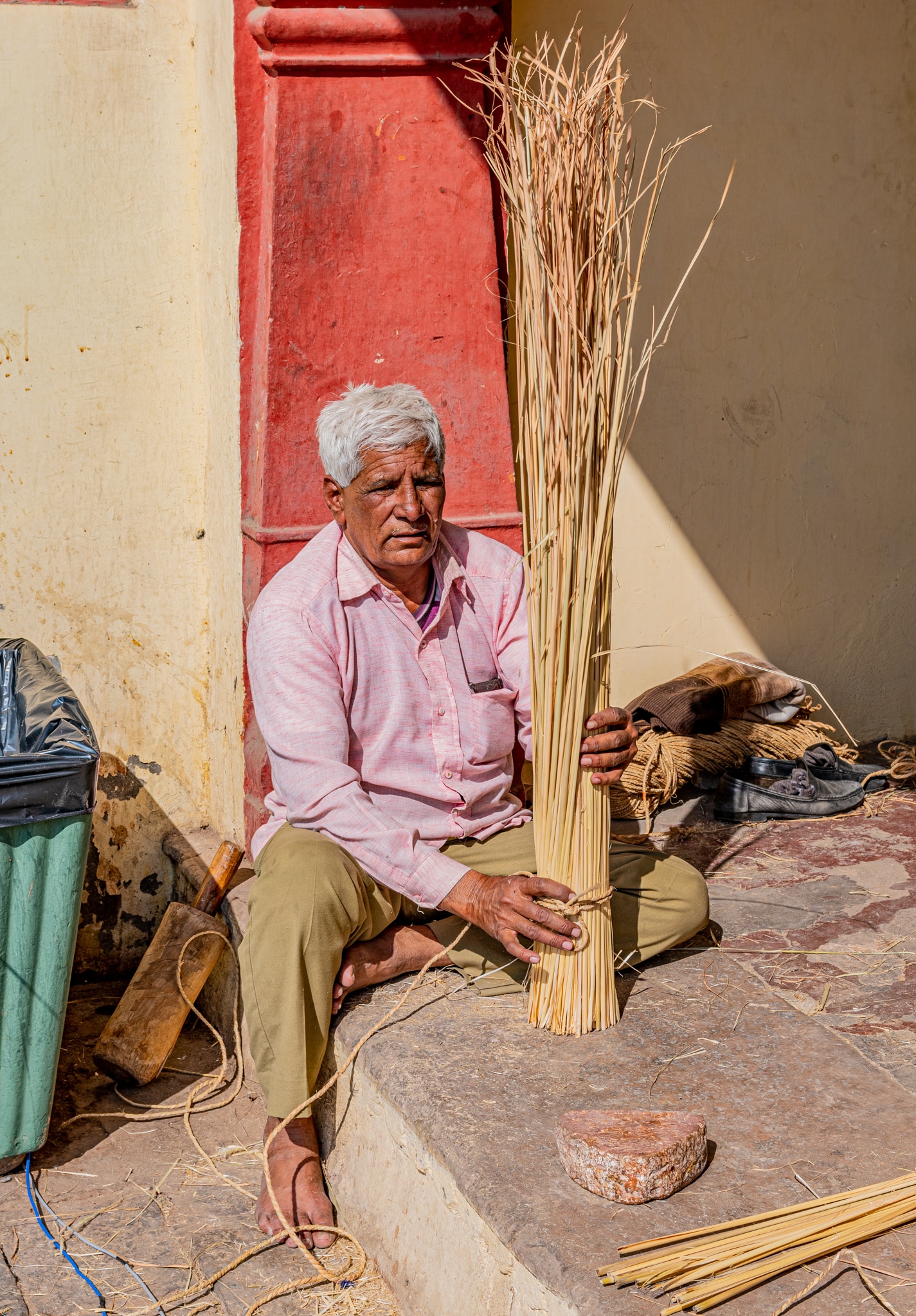 Making brushes in the City Palace - another view on India's Golden Triangle tour